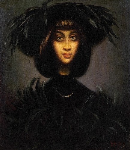 Гиви Сипрошвили. портрет дамы в шляпе с перьями