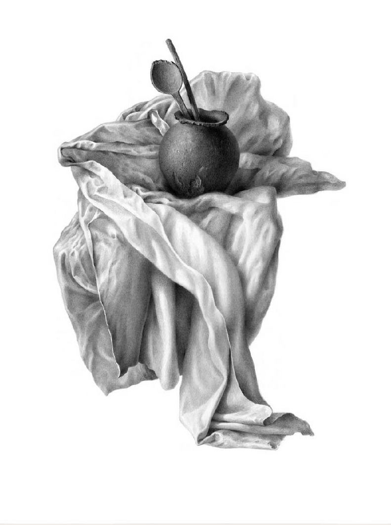 Гурам Доленджашвили. Имеретинский натюрморт на белом фоне. Вариант 4. 45х34  карандаш