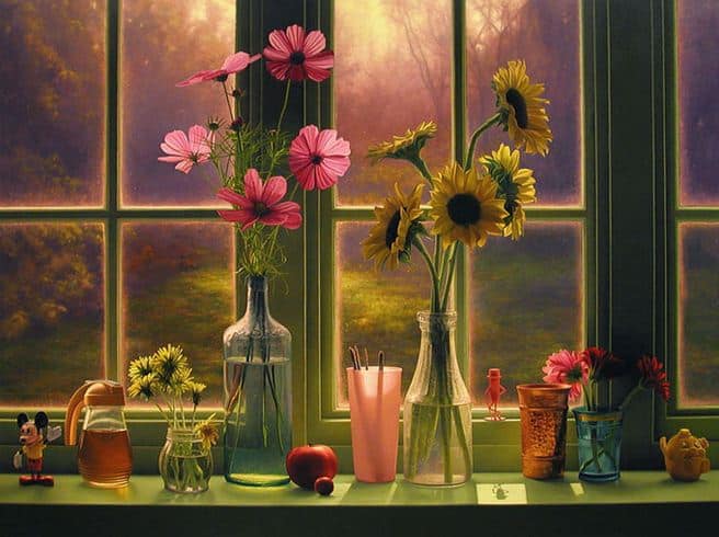 Amerikanskiy-hudozhnik-Scott-Prior.-Natyurmort-Flowers-in-Morning-Window