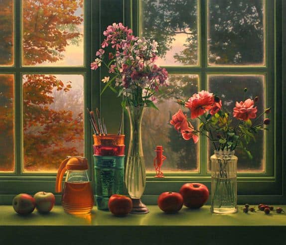 Amerikanskiy-hudozhnik-Scott-Prior.-Natyurmort-Window-Still-Life-in-Autumn