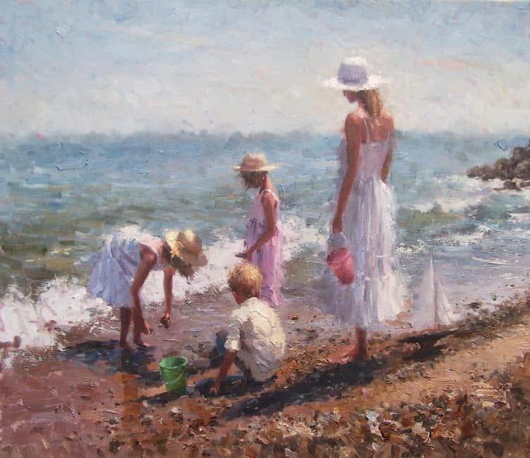 Impressionizm-E.J.Paprocki.-Kartina-Beach-Day.-25h30-dyuyma-holst-maslo