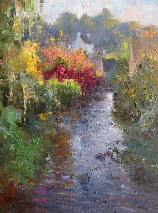 Impressionizm-E.J.Paprocki.-Kartina-River-in-Pont-Aven.-16h12-dyuymov-holst-maslo