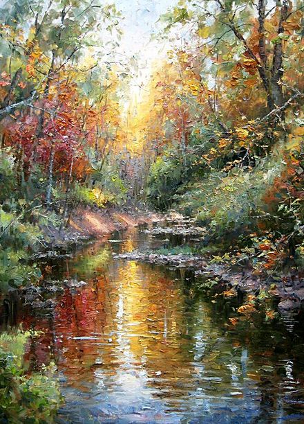  Impressionizm-E.J.Paprocki.-Kartina-Williams-Creek.-40h30-dyuymov-holst-maslo