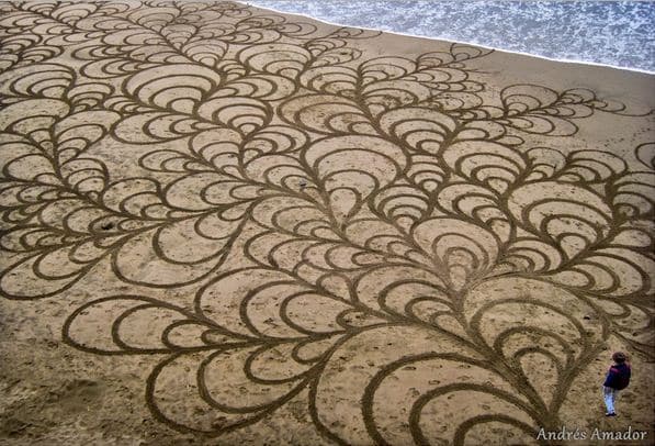 Andres Amador. Большие пляжные рисунки на песке. Пятнадцатый