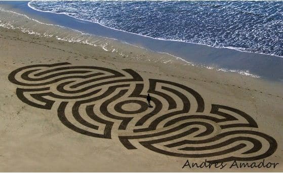 Andres Amador. Большие пляжные рисунки на песке. Пятый