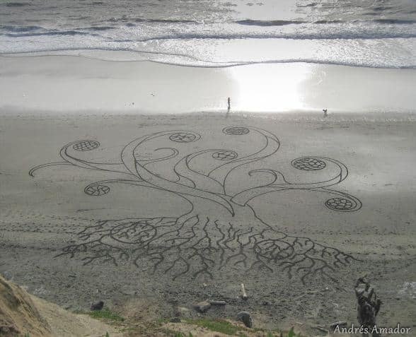 Andres Amador. Большие пляжные рисунки на песке. Второй