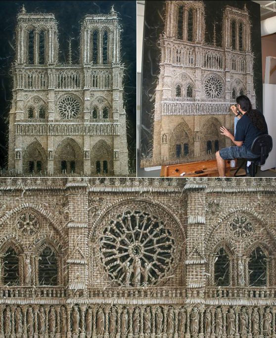 Alexi Torres. Необычные картины маслом. Notre Dame. Фрагмент. За работой