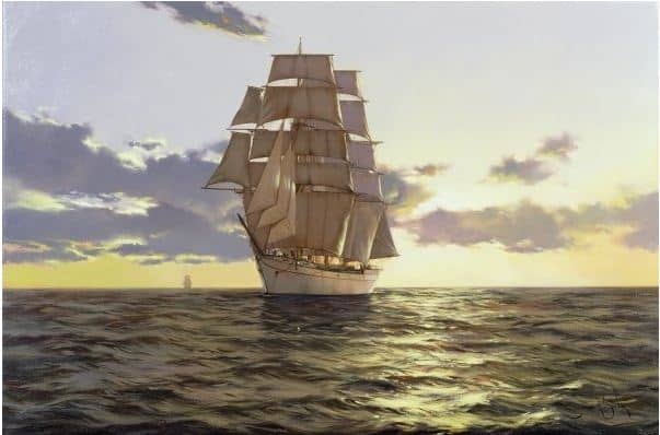 Brereton James. Картины маслом море. The Stately Ship. 2009