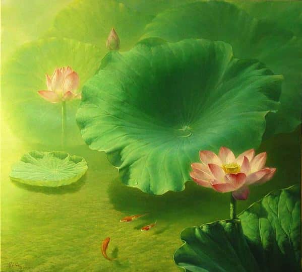 Jiang Debin. Цветы акварелью. Blooming Lotus. 100х110