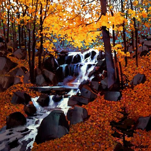 Michael O'Toole. Акриловая живопись. Small Creek in Autumn. Акрил. 24х24 дюймов