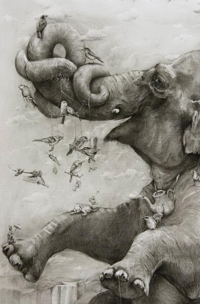 ArtPrize 2012. Adonna Khare и ее большие рисунки. Слоны. Фрагмент четвертый