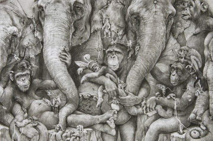 ArtPrize 2012. Adonna Khare и ее большие рисунки. Слоны. Фрагмент первый