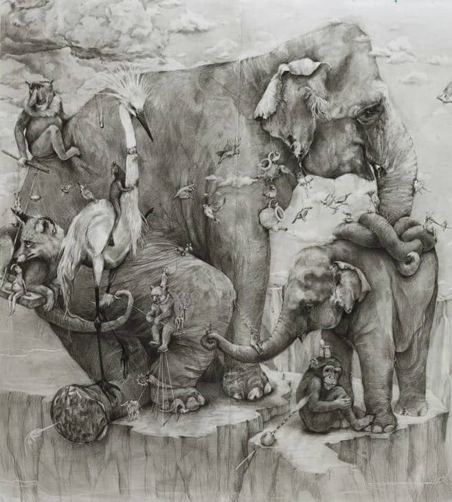 ArtPrize 2012. Adonna Khare и ее большие рисунки. Слоны. Фрагмент восьмой
