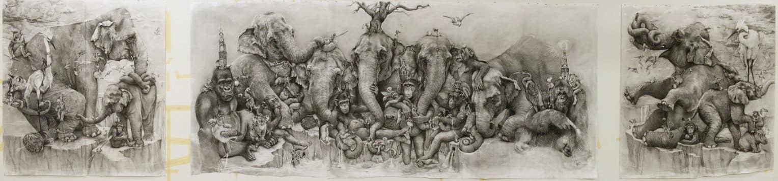 ArtPrize 2012. Adonna Khare и ее большие рисунки. Слоны. Почти весь рисунок