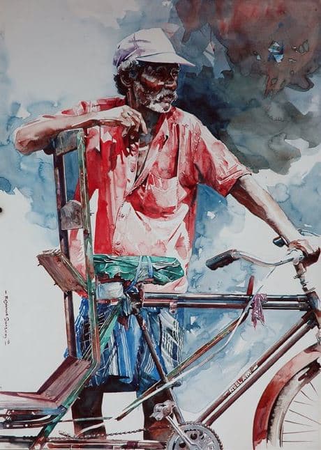 Индийский художник  Rajkumar Sthabathy.  Акварель десятая