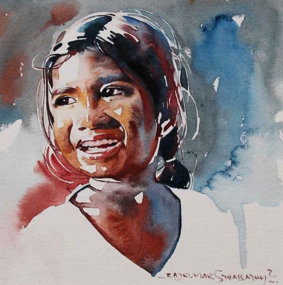 Индийский художник  Rajkumar Sthabathy.  Акварель двадцать четвертая