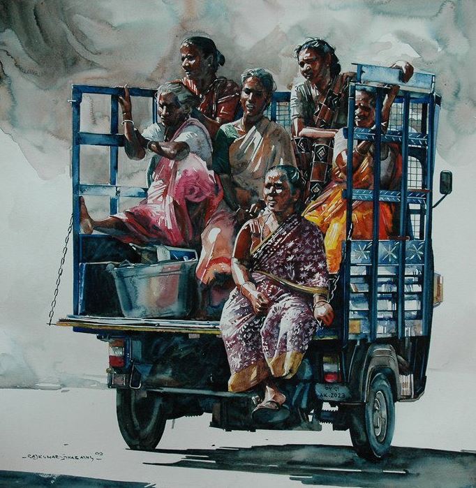 Индийский художник  Rajkumar Sthabathy.  Акварель двадцать вторая