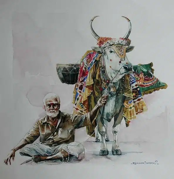 Индийский художник  Rajkumar Sthabathy.  Акварель двадцатая