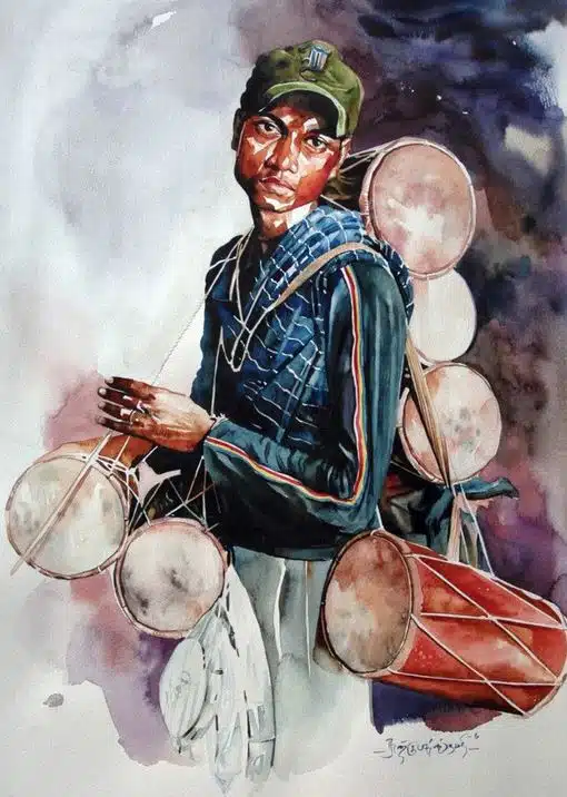 Индийский художник  Rajkumar Sthabathy.  Акварель двенадцатая