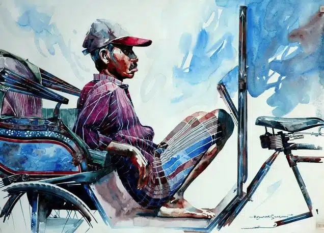 Индийский художник  Rajkumar Sthabathy.  Акварель одинадцатая