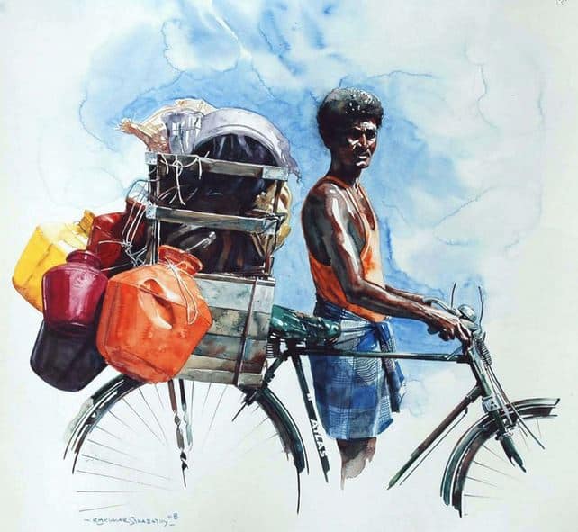 Индийский художник  Rajkumar Sthabathy.  Акварель восьмая