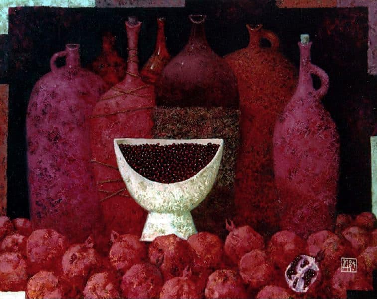 Павел Антипов и его философские картины. Гранатовый сок. 100х80 Холст, масло 2004