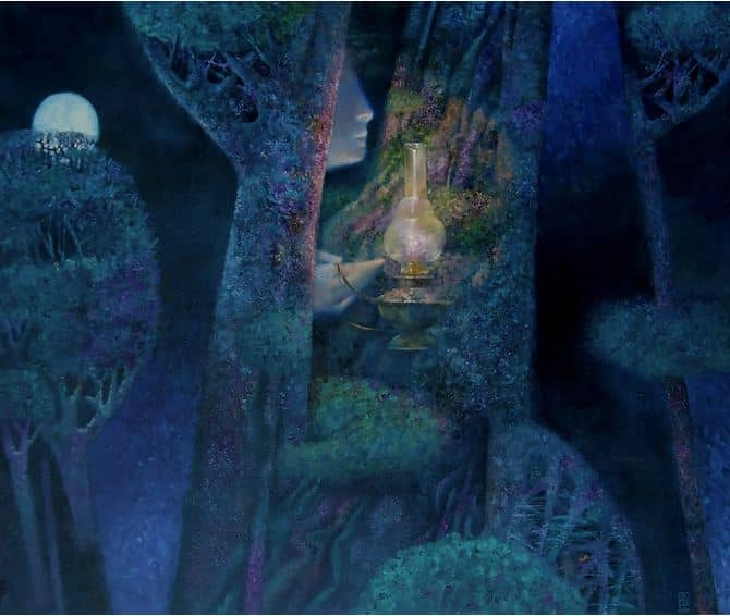 Павел Антипов и его философские картины. Ночной лес. 100х120 Холст, масло 2010