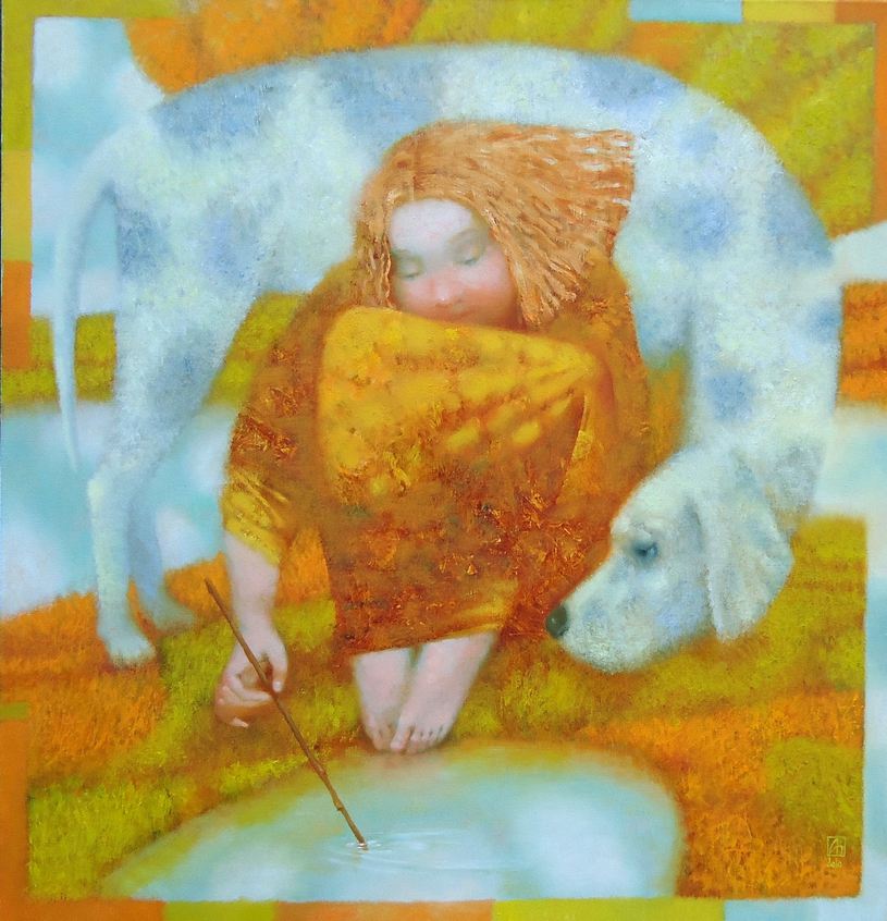 Павел Антипов и его философские картины. Рисунок на воде. 105х110 Холст, масло 2010