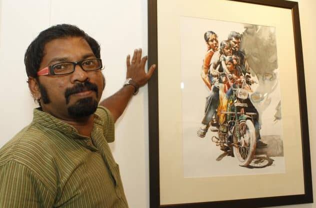 Rajkumar Sthabathy и его акварель. Для масштаба