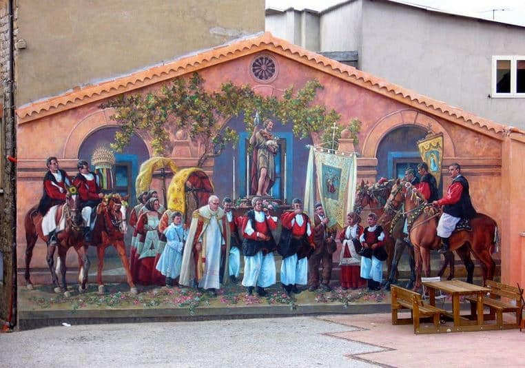 Расписные дома. Картины на стенах. Роспись в городке Fonni. Сардиния