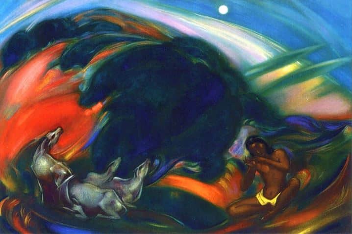 Святослав Рерих. Духовное искусство. Священная флейта 1.  92х139 Холст, темпера, масло. 1946