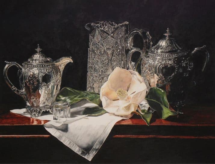 IWS 2012. Laurin McCracken. Crystal & Silver with Magnolia on Linen. 66х51