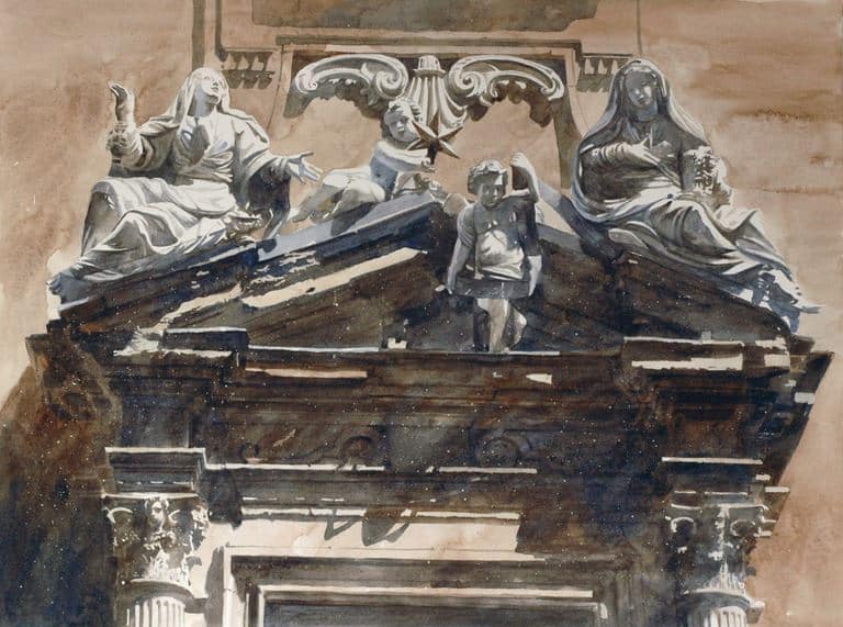 Архитектор-акварелист Paul Dmoch. Portail I - fragment, Piazza San Firenze, Florence