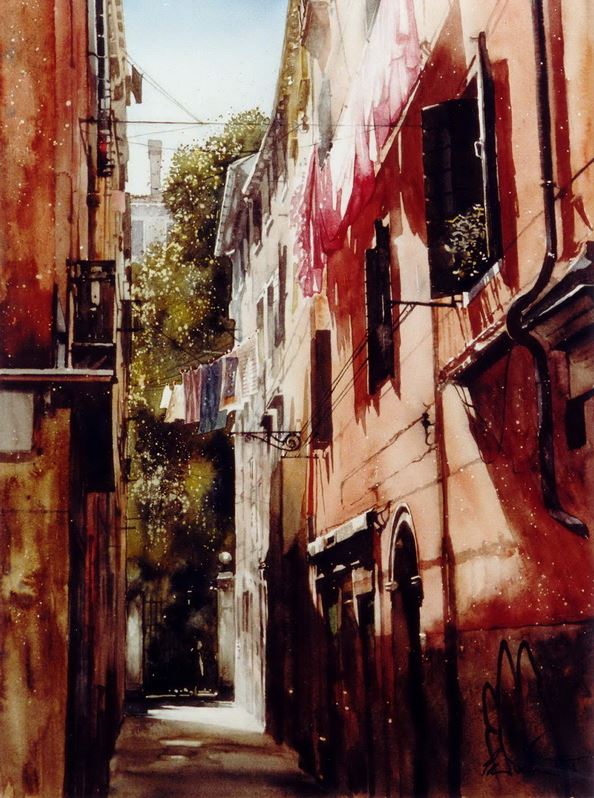 Архитектор-акварелист Paul Dmoch. Red House, Santa Croce, Venice