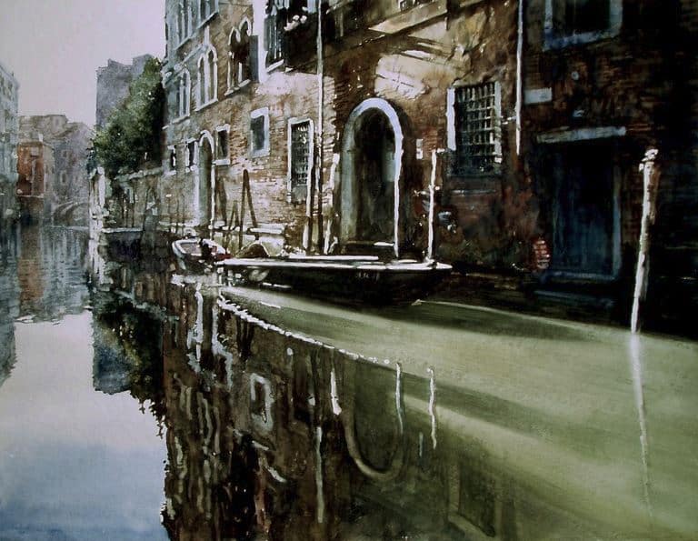 Архитектор-акварелист Paul Dmoch. Rio dei Santi Apostoli (Ponte San Canzian) à Venise, Italie