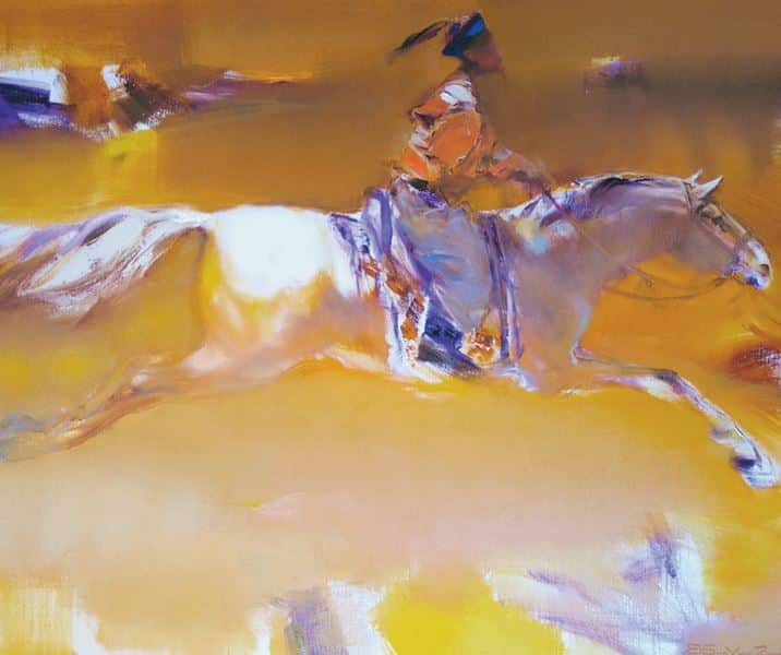 Валерий Блохин. Яркая живопись на грани абстракции. Гонец из Поднебесной. 100х120 холст масло
