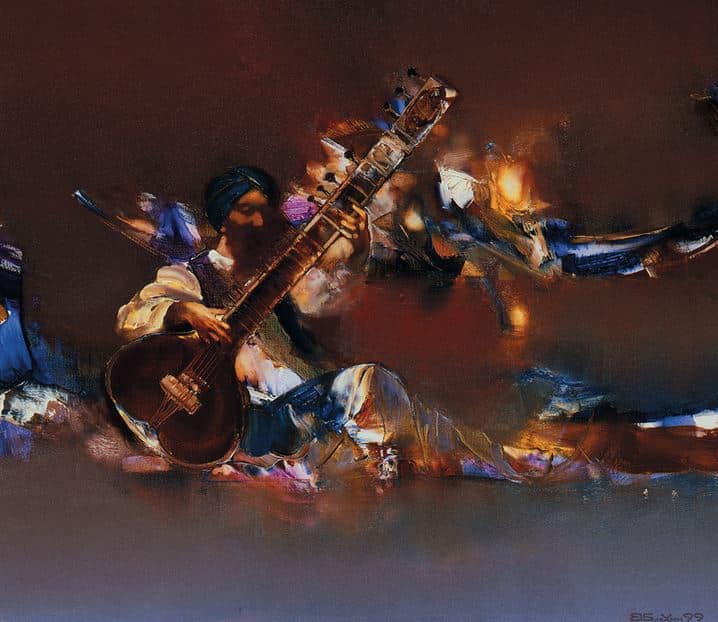 Валерий Блохин. Яркая живопись на грани абстракции. Индия. Прощание. 70х80 холст масло
