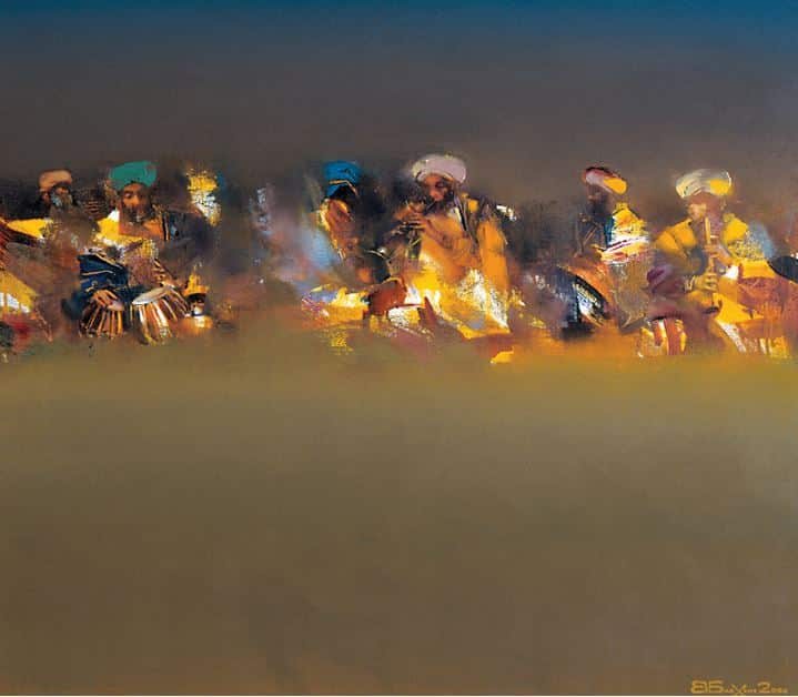 Валерий Блохин. Яркая живопись на грани абстракции. Индия. Вечерняя рага. 70х80 холст масло