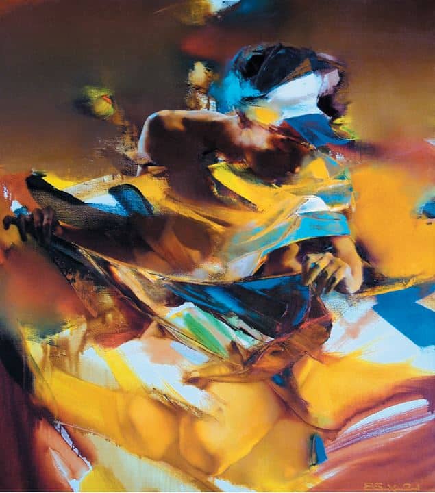 Валерий Блохин. Яркая живопись на грани абстракции. Купальщица. 90х80 холст масло