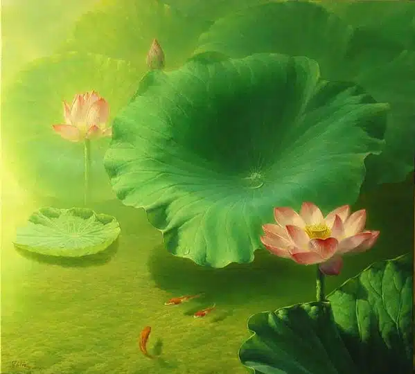 Jiang Debin. Цветы акварелью. Blooming Lotus. 100х110