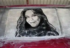 Scott Wade. Рисунки на грязных машинах. Denise Crosby