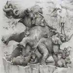 ArtPrize 2012. Adonna Khare и ее большие рисунки. Слоны. Фрагмент седьмой