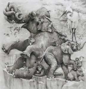 ArtPrize 2012. Adonna Khare и ее большие рисунки. Слоны. Фрагмент седьмой
