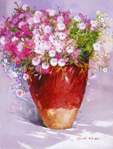 Корейский художник Yi Seong-bu. Натюрморт с цветами. Картина пятнадцатая